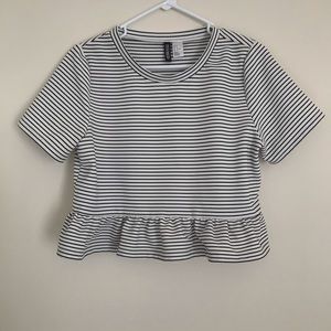 Black and White Scalloped Crop Top